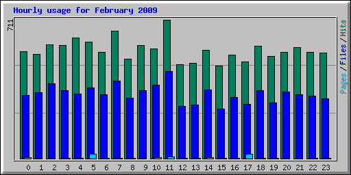 Hourly usage for February 2009